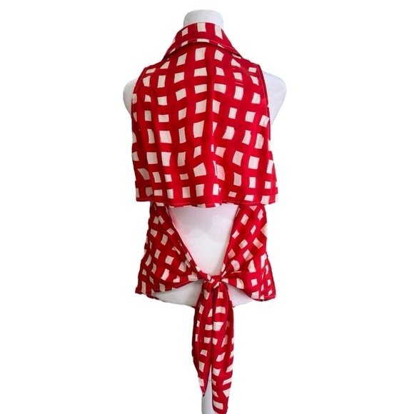 Simon Miller Shirt Loch Orange Checkered Sleeveless Button down Top Size Large - Picture 8 of 10